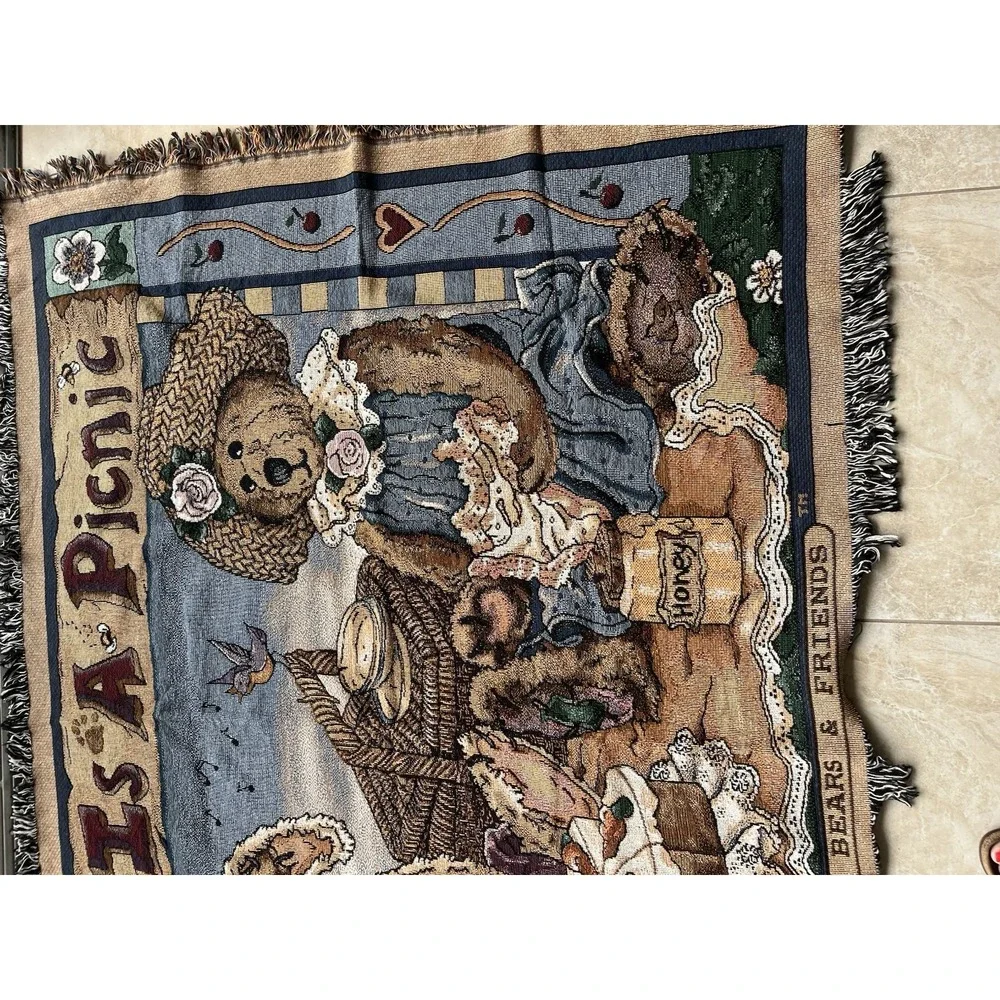 Boyds Bears and Friends Throw Blanket Woven Life is a Picnic 68
